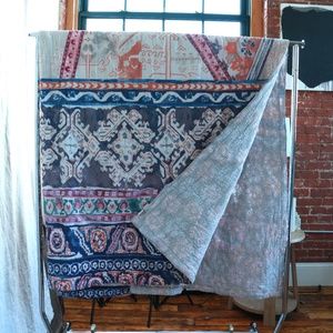 ANTHROPOLOGIE quilt used queen reversible BOHO